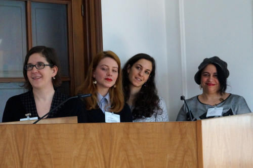 Professorin Carola Richter, Alexa Keinert, Valerie Marouche und Professorin Mona Magdy (v. l.) stellten ihre Projekte gegen sexuelle Belästigung in Berlin und Kairo vor.