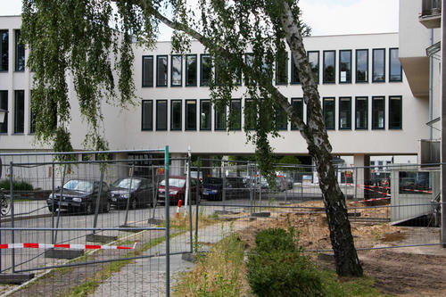 Baustelle vor der Universitätsbibliothek: An diesem Ort wurden am 1. Juli 2014 Menschenknochen gefunden.