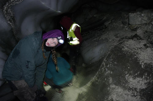 “Cold, dark, and dirty” – Janna’s impression of the glacier cave.
