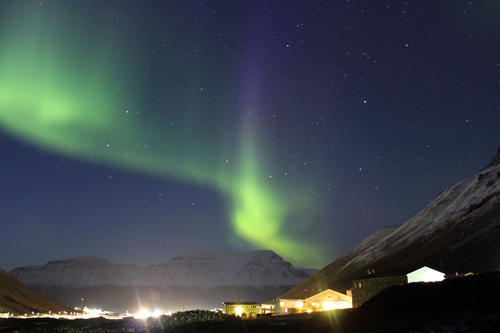 Magnificent spectacle of nature: Aurora borealis over the student village Nybyen.