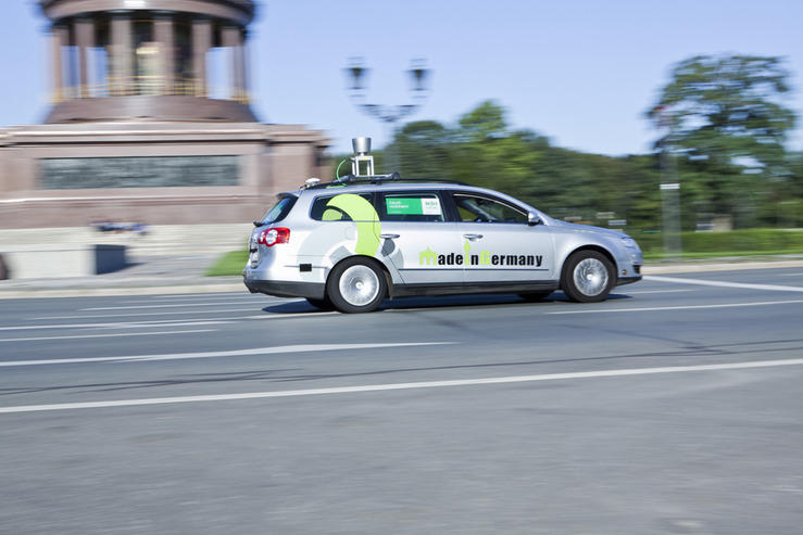 The car MadeInGermany was developed by the AutoNOMOs Labs, a university project funded by the German Federal Ministry of Education and Research.