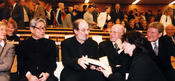 Nov. 5, 1999 – The Dept. of Philosophy and Humanities grants Salman Rushdie an honorary doctorate. Guests of honor include Kenzaburo Oe (pictured at left), Günter Grass, and Volker Schlöndorff.