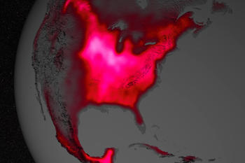 The magnitude of fluorescence portrayed in this visualization prompted researchers to take a closer look at the productivity of the U.S. Corn Belt.