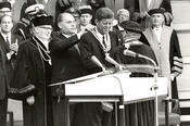 John F. Kennedy is awarded honorary citizenship of Freie Universität Berlin.