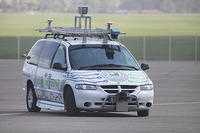 The vehicle is controlled solely by the eye movements of the  driver.