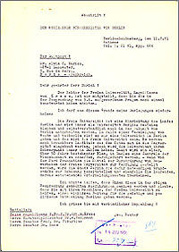 Brief des damaligen Regierenden Bürgermeisters Ernst Reuter vom 11.07.1951