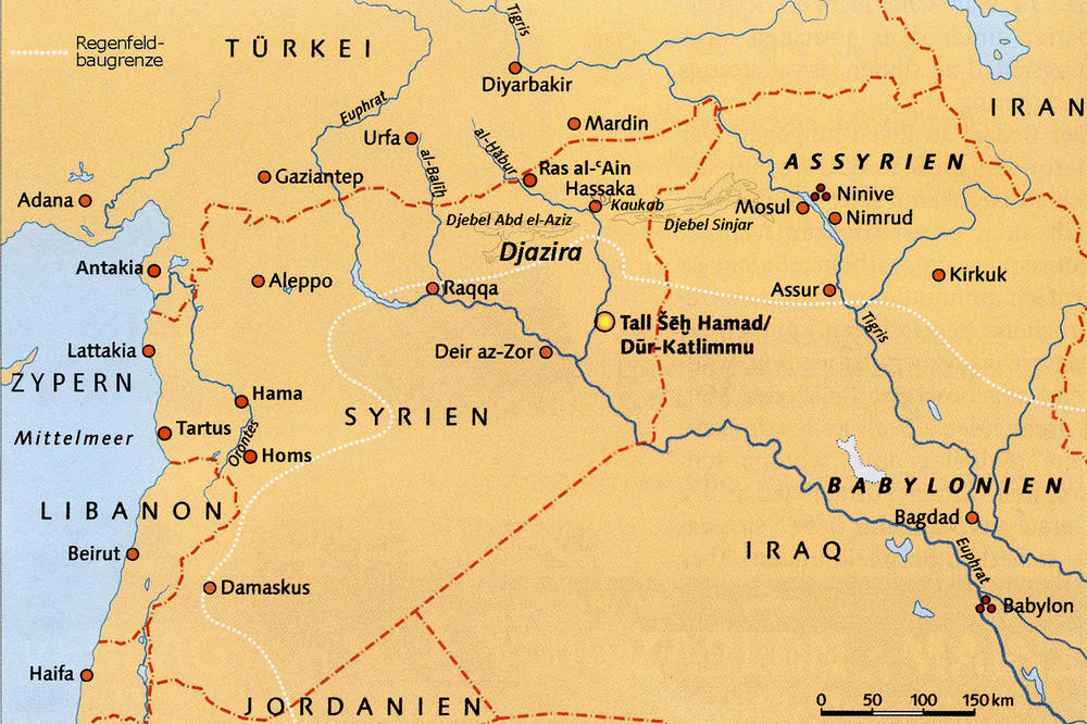Die Karte von Syrien, zentral zu sehen ist die Lage von Tell Schech Hamad / Dur-Katlimmu (Abb. 01)