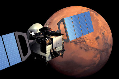 Illustration der Muttersonde: Auf dem "Mars-Epress" werden insgesamt zahlreiche wissenschaftliche Instrumente betrieben.