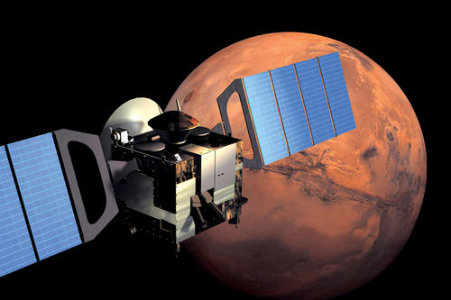 The Mars Express space probe operated by the European Space Agency has been circling Mars for nearly 14 years now. On board is an HRSC camera, which records nine channels at once.