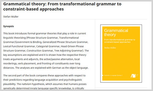 Lehrbuch "Grammatical theory" (Screenshot)