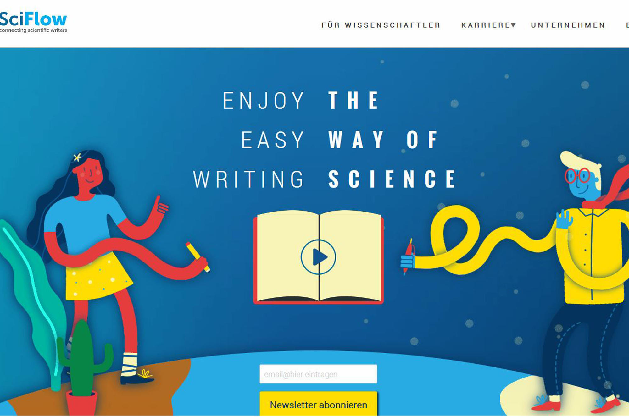 Startseite der Schreib- und Publikationsplattform SciFlow