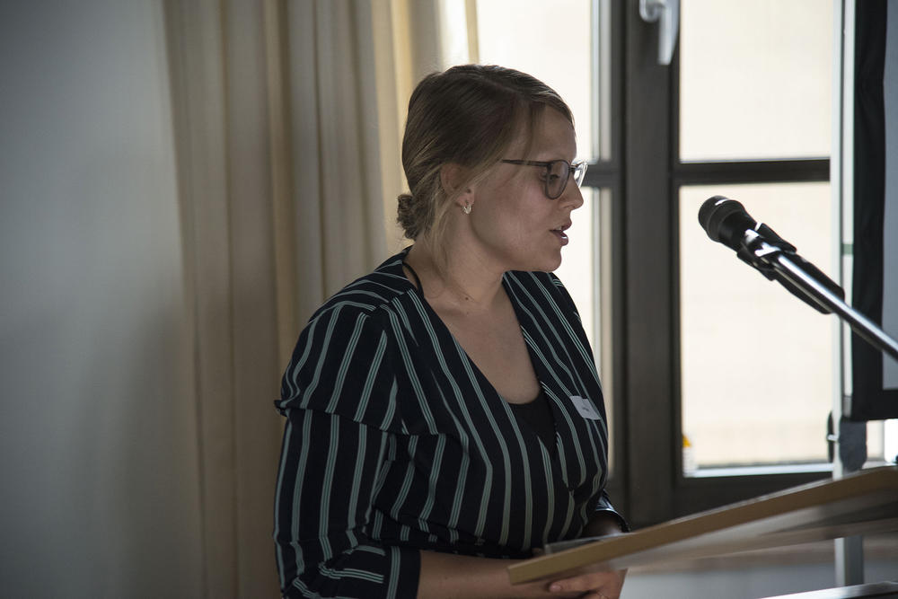 Lina Rusch präsentierte die Idee für die Drehbuchplattform „Screenplay Global“ und wurde mit dem dritten Platz in der Kategorie Social & Cultural belohnt.