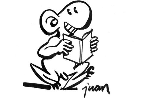 Meerschweinchen mit Buch, eine Zeichnung des Peruaners Juan Acevedo