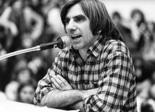 Rudi Dutschke, Akteur und Sprecher von 1967/68, hier bei einer Veranstaltung im November 1979 im Audimax der Freien Universität