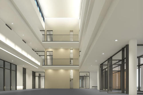 Das großzügige Atrium des Gebäudes wird als Ort der Begegnung der Wissenschaftler der fünf veterinärmedizinischen Institute fungieren