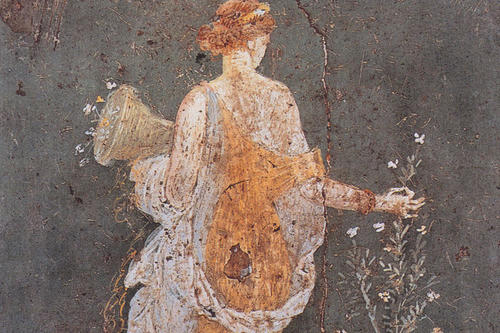 Pompejanische Wandmalerei - Flora mit dem Füllhorn