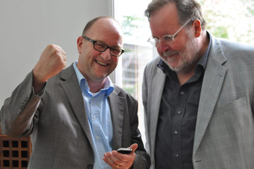 Freuen sich über den Erfolg des Exzellenzclusters Topoi: Die Sprecher Professor Michael Meyer (l.) von der Freien Universität Berlin und Professor Gerd Graßhoff (r.) von der Humboldt-Universität zu Berlin.