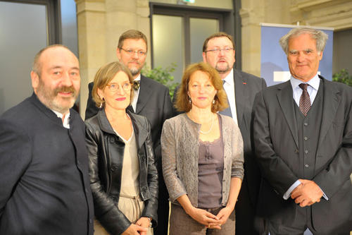 Das Direktorium: Prof. Dr. Rainer Kampling, Prof. Dr. Christina von Braun, Prof. Dr. Stefanie Schüler-Springorum, Prof. Dr. Julius H. Schoeps, 2. Reihe: Prof. Dr. Thomas Brechenmacher, Prof. Dr. Walter Homolka