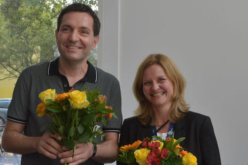 Am neuen Arbeitsplatz: Siegfried Engl, Leiter der Beratungseinheit „Info-Service Studium“, und Gesa Heym-Halayqa, Hochschulkoordinatorin für das europäische Austauschprogramm Erasmus.