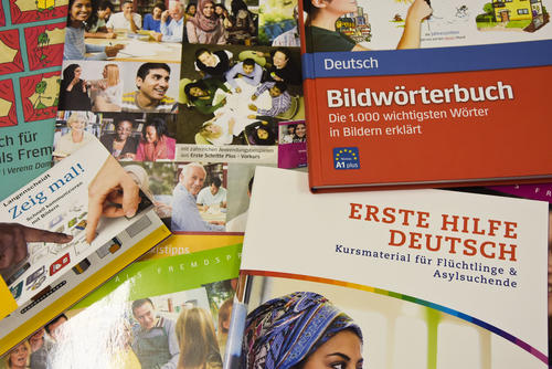 „Zeig mal!“ Viele Lehrbücher sind speziell für den Deutschunterricht mit Flüchtlingen und Asylsuchenden ausgerichtet.