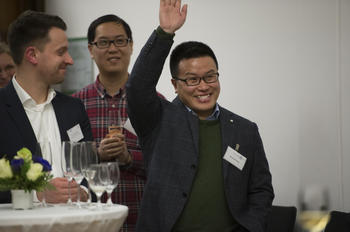 Alexander von Humboldt Fellow Wu Jianshuang from China at a reception for new academics at Freie Universität. He worked at the Institute of Biology. 