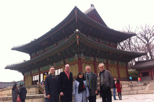 Gemeinsam durch Südkorea: Hannes B. Mosler, Peter-André Alt, Eun-Jeung Lee, Herbert Grieshop und Werner Kamppeter (v.l.n.r.)