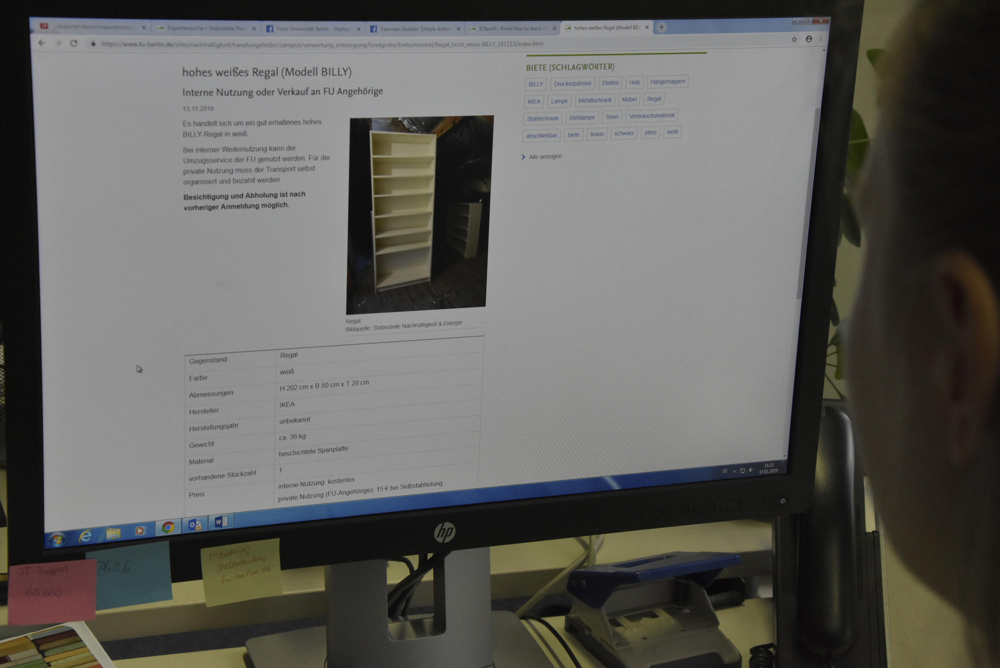 Über die Webseite der FUndgrube können Universitätsangehörige Gegenstände online anbieten oder in den bereits eingestellten Angeboten stöbern.