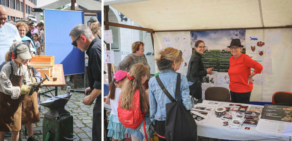 Am Amboss konnten sich die Gäste im Schmieden erproben, am Stand der Tierärztekammer sollten sie ihr Lieblingstier malen.