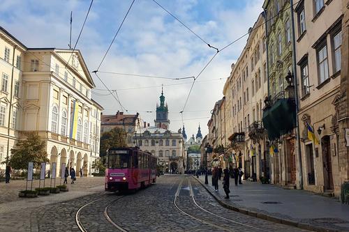 Stadtzentrum von Lwiw in der Westukraine