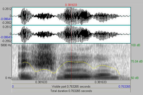 "Ich schwöre" - mal anders: optische Darstellung der Schallwellen. Aufgezeichnet im Rahmen des Projekts "Jugendsprache im Längsschnitt"