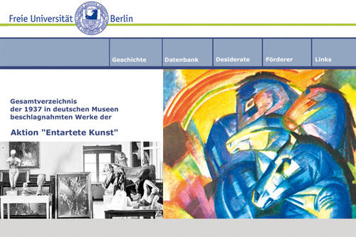 Startseite der Datenbank "Entartete Kunst"