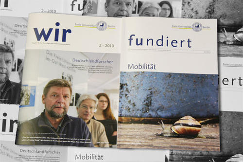 Neue Ausgaben: links die Alumnizeitschrift <i>wir</i>, rechts das Wissenschaftsmagazin <i>fundiert</i> zum Schwerpunktthema "Mobilität".