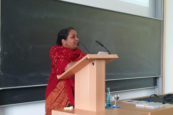 Sujatha Singh, die Botschafterin Indiens in Berlin, begrüßte die Teilnehmer des India Science Day an der Freien Universität.