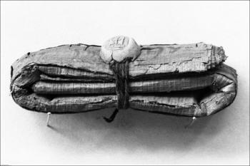Die meisten Papyri sind zusammengefaltet oder gerollt und lassen sich nur schwer öffnen. Heinz-Eberhard Mahnke hat einen Weg gefunden, die Schrift dennoch sichtbar zu machen.