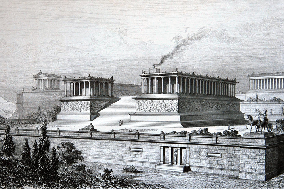 Der Pergamonaltar, hier zu sehen in einer Rekonstruktion des Archäologen Richard Bohn, steht im Mittelpunkt einer Ausstellung, die am 27. Mai im Foyer der Universitätsbibliothek eröffnet wird.