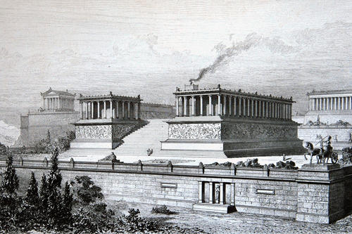 Der Pergamonaltar, hier zu sehen in einer Rekonstruktion des Archäologen Richard Bohn, steht im Mittelpunkt einer Ausstellung, die am 27. Mai im Foyer der Universitätsbibliothek eröffnet wird.