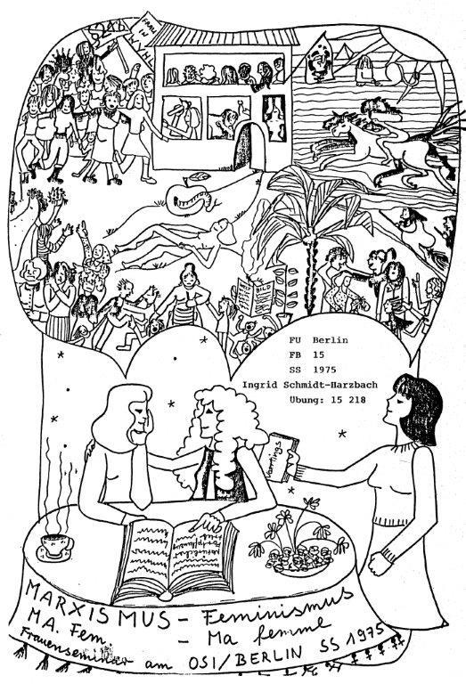 Ankündigungsblatt einer der ersten Lehrveranstaltungen an der Freien Universität Berlin zum Thema „Marxismus - Feminismus".