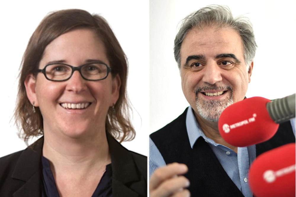 Professorin Carola Richter von der Freien Universität und Tamer Güner, Gründer des in Berlin ansässigen türkischsprachigen Radiosenders Metropol FM.
