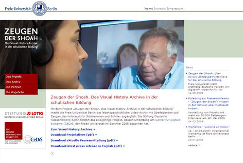 Website "Zeugen der Shoa"