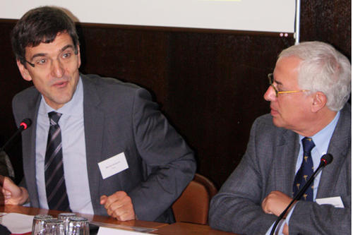 Zukunfsgespräche Open Access: Prof. Dr. Michael Bongardt (links) und Prof. Dr. Nicolas Apostolopoulos (rechts)