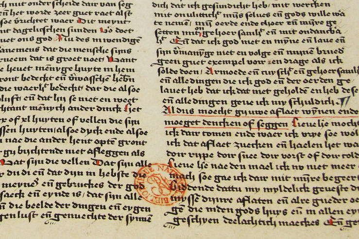 Handschrift mit Predigten des Mystikers Johannes Tauler, entstanden Mitte des 16. Jahrhunderts in einem Nonnenkloster in Arnhem (Niederlande).