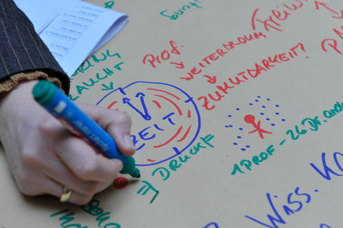 Die Nachwuchswissenschaftler hielten ihre Ideen auf Papier fest.
