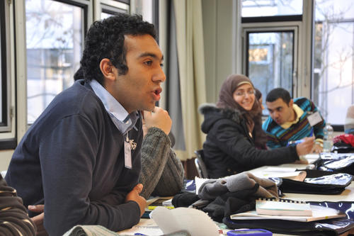 Ein Studentenvertreter der medizinischen Fakultät der Universität Kairo erläutert die Rahmenbedingungen studentischer Mitbestimmung in Ägypten
