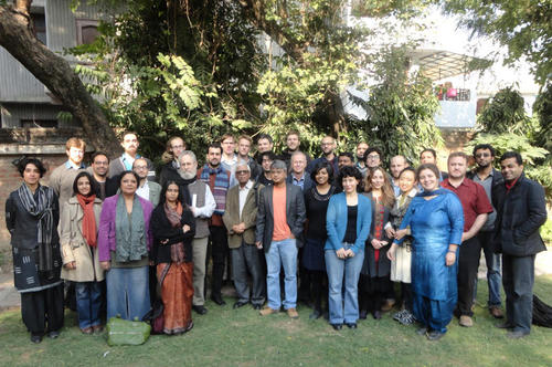 Teilnehmer der Zukunftsphilologie Winterschool im Dezember 2012 in Delhi, Indien.