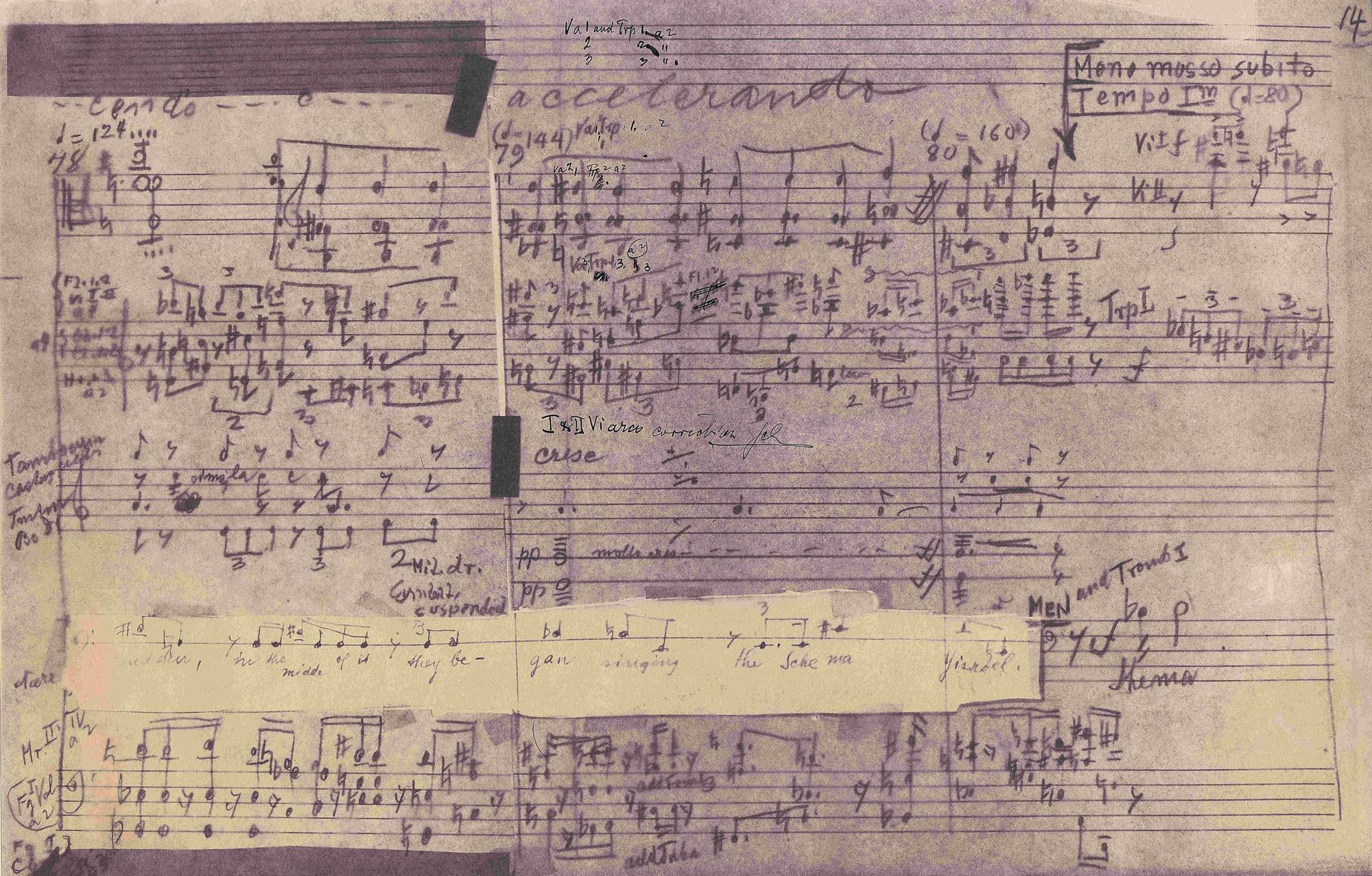 Aus der Original-Partitur von Schönbergs „Ein Überlebender aus Warschau“