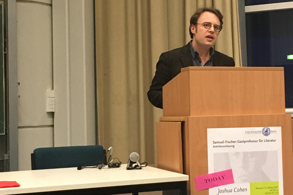 Joshua Cohen hielt seine Antrittsvorlesung als Samuel-Fischer-Gastprofessor am 25. Oktober an der Freien Universität.