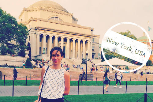 Luise Müller vor der Low Memorial Library der Columbia University.