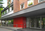 There is a small café near the entrance area of the building on Arnimallee 6.