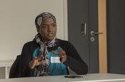 At the graduate center’s opening event, doctoral students talked about ways to get information and connect with different networks.