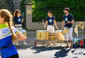 Entertainment and moral support were provided by bands located throughout the course.